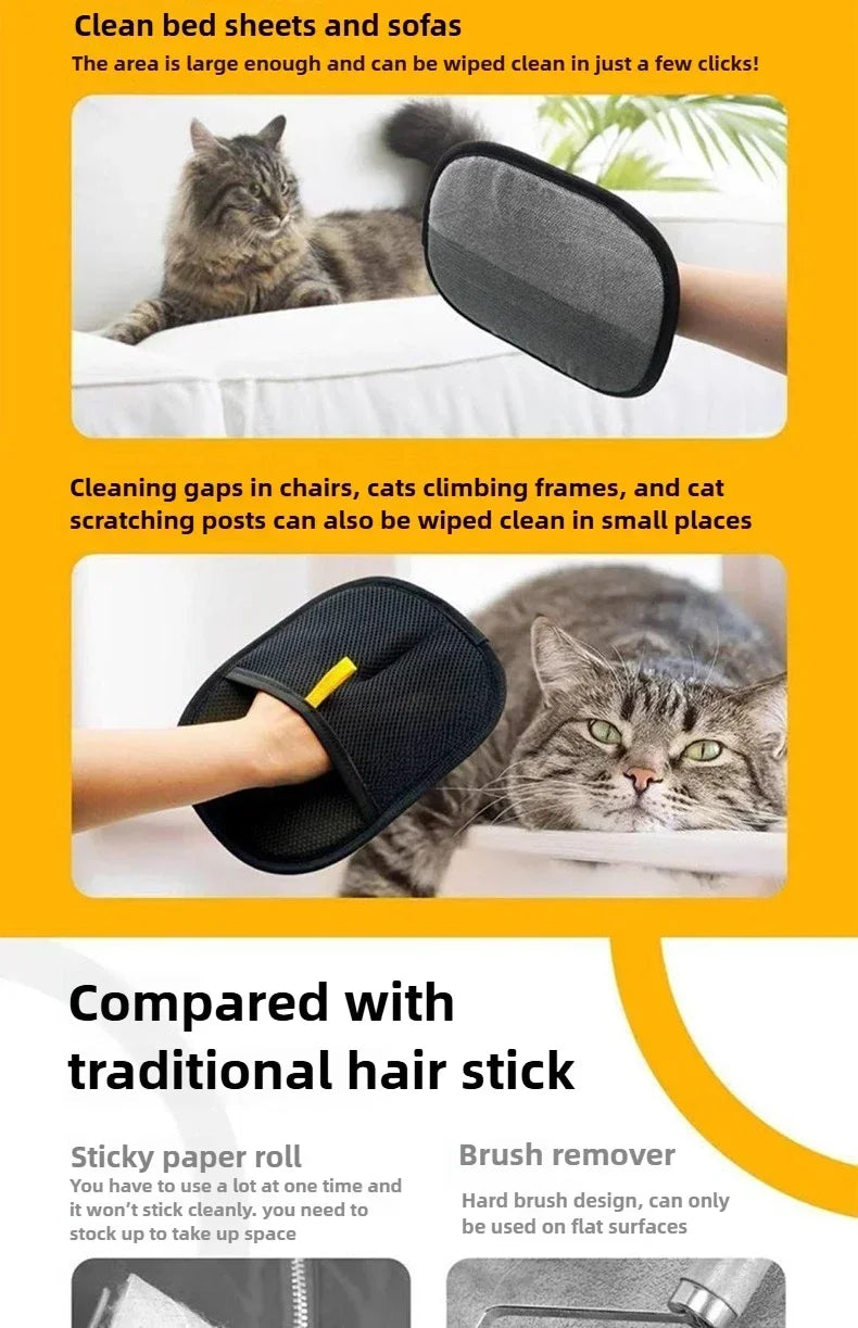 Pet Hair Removal Gloves for Dogs & Cats