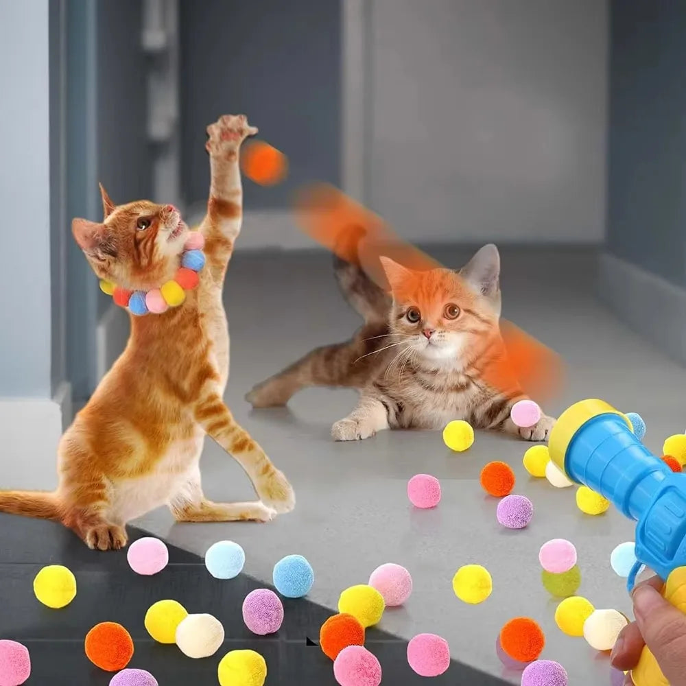 Cat Shooting Toy with Plush Balls