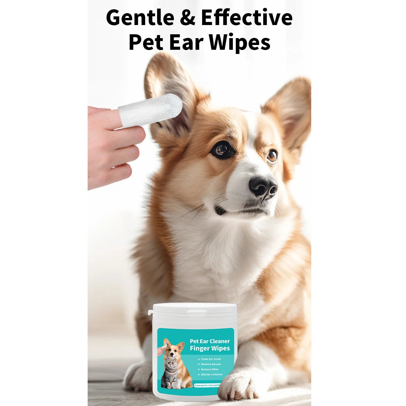 Pet Ear Cleaning Wipes for Cats & Dogs