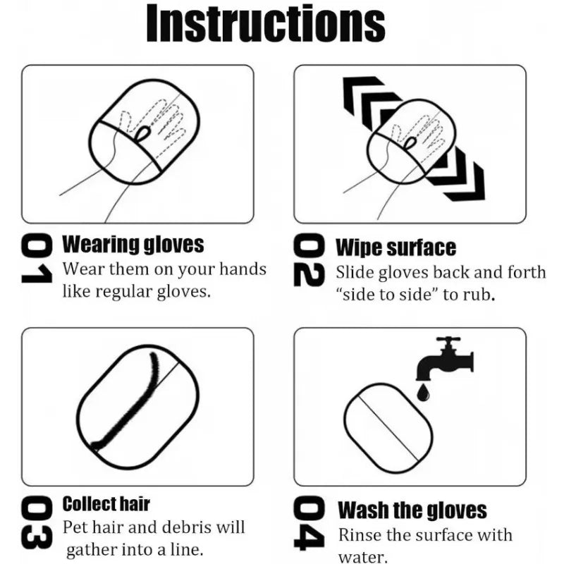 Pet Hair Remover Gloves for Dogs & Cats