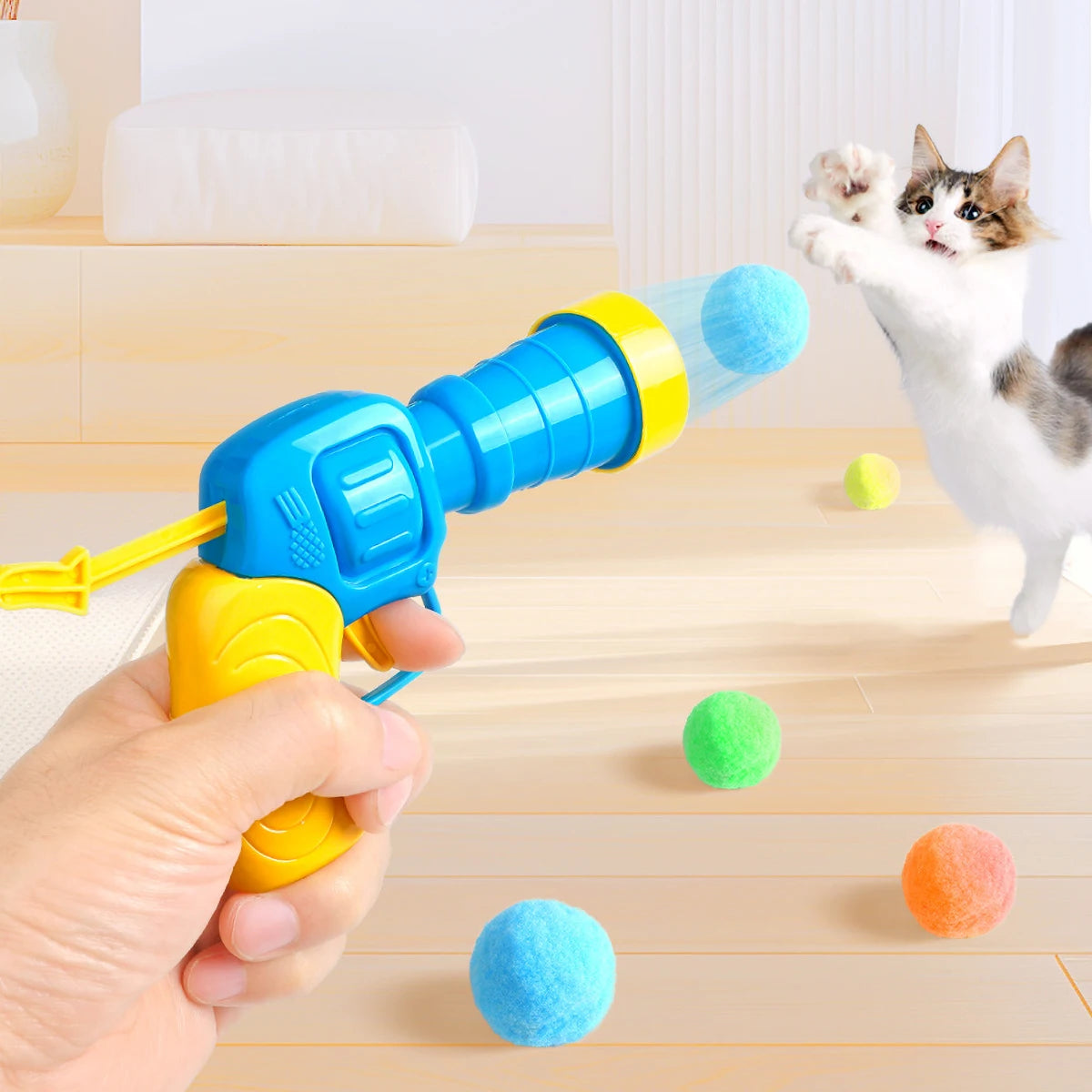 Cat Shooting Toy with Plush Balls
