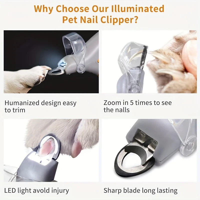 LED Pet Nail Clipper for Cats & Dogs