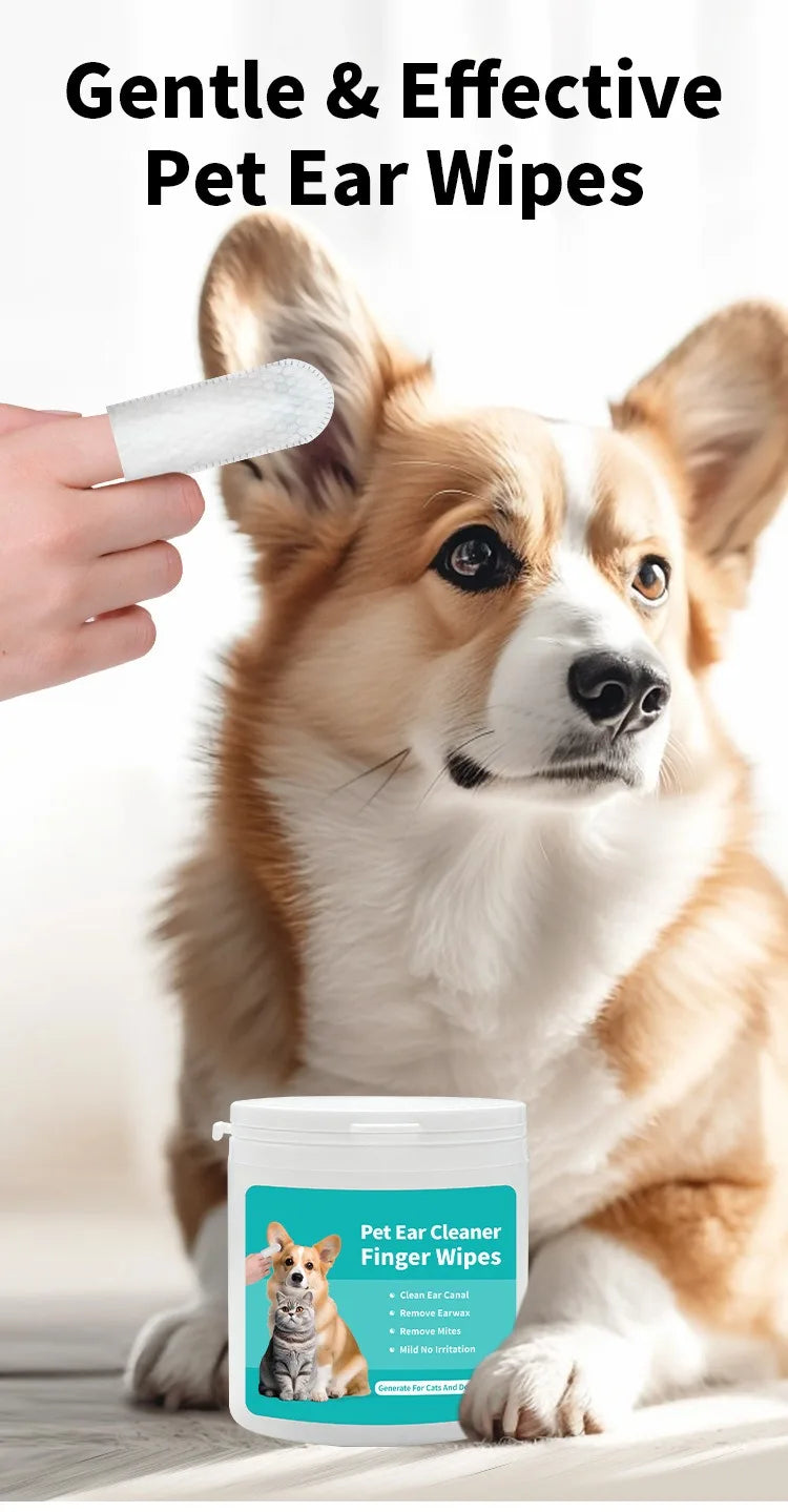 Pet Ear Cleaning Wipes for Cats & Dogs