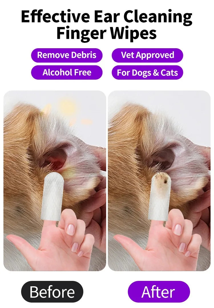 Pet Ear Cleaning Wipes for Cats & Dogs